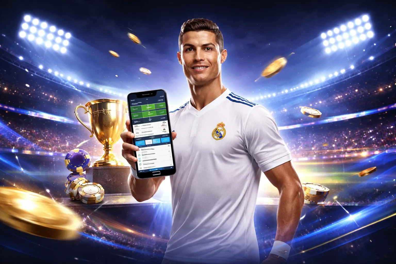 Hình ảnh cá cược thể thao năng động với 1xBet code promo super combiné